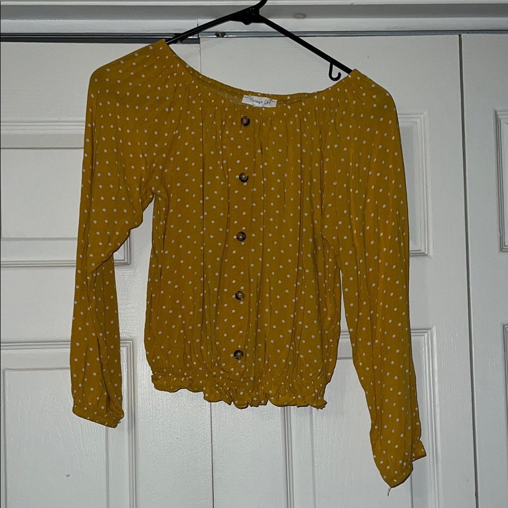Yellow Polka Dot Off-Shoulder Top